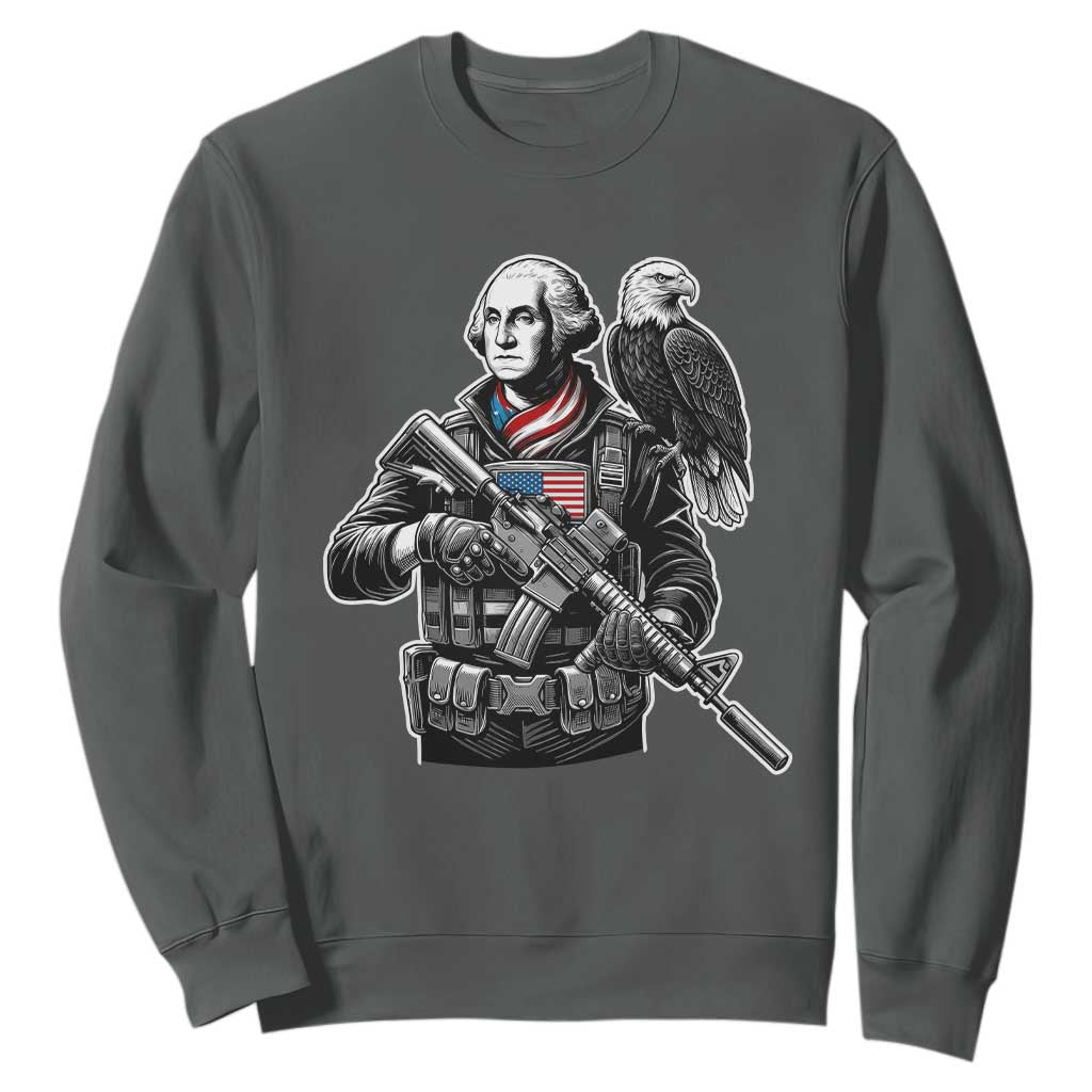 George Washington Tactical Soldier Sweatshirt Military Patriot Bald Eagle USA Flag Gift