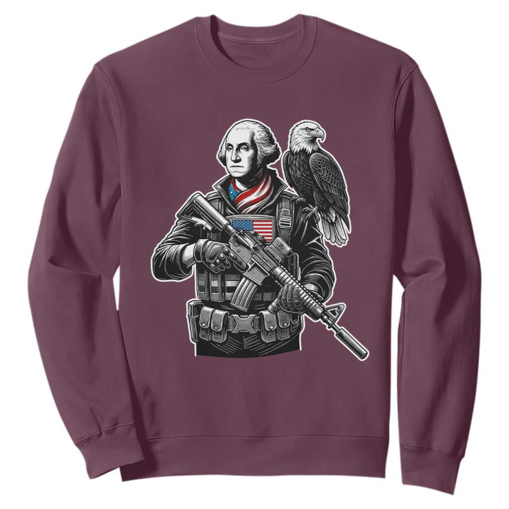 George Washington Tactical Soldier Sweatshirt Military Patriot Bald Eagle USA Flag Gift