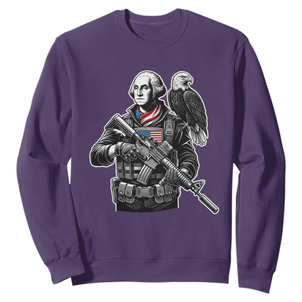 George Washington Tactical Soldier Sweatshirt Military Patriot Bald Eagle USA Flag Gift