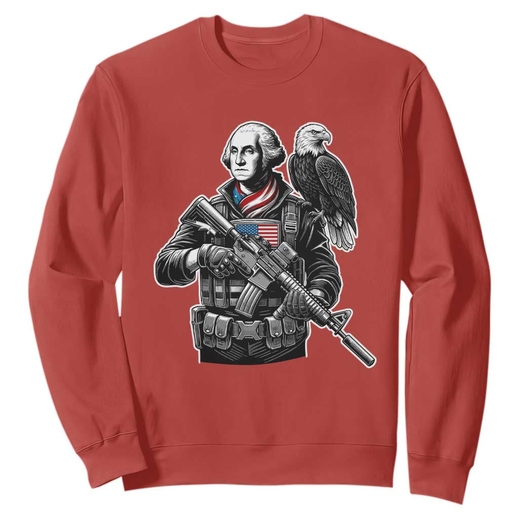 George Washington Tactical Soldier Sweatshirt Military Patriot Bald Eagle USA Flag Gift