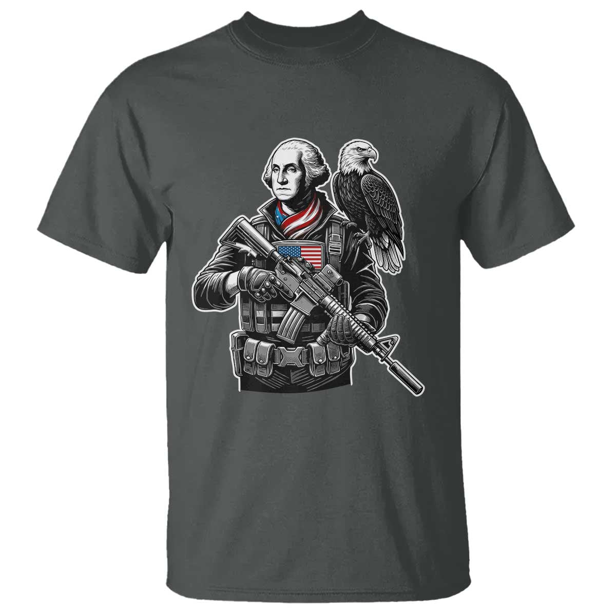 George Washington Tactical Soldier T Shirt Military Patriot Bald Eagle USA Flag Gift