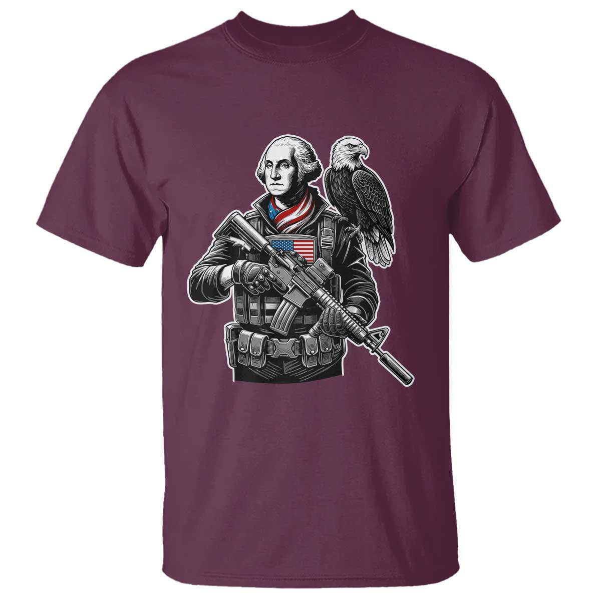 George Washington Tactical Soldier T Shirt Military Patriot Bald Eagle USA Flag Gift