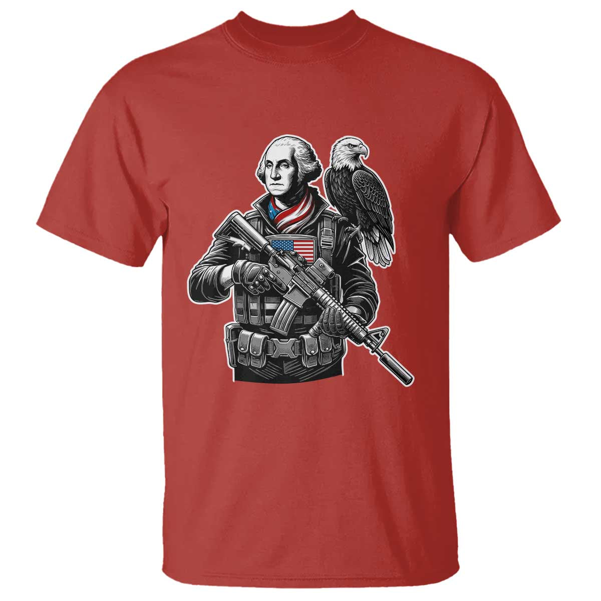 George Washington Tactical Soldier T Shirt Military Patriot Bald Eagle USA Flag Gift