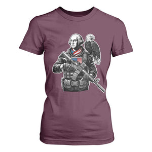 George Washington Tactical Soldier T Shirt For Women Military Patriot Bald Eagle USA Flag Gift