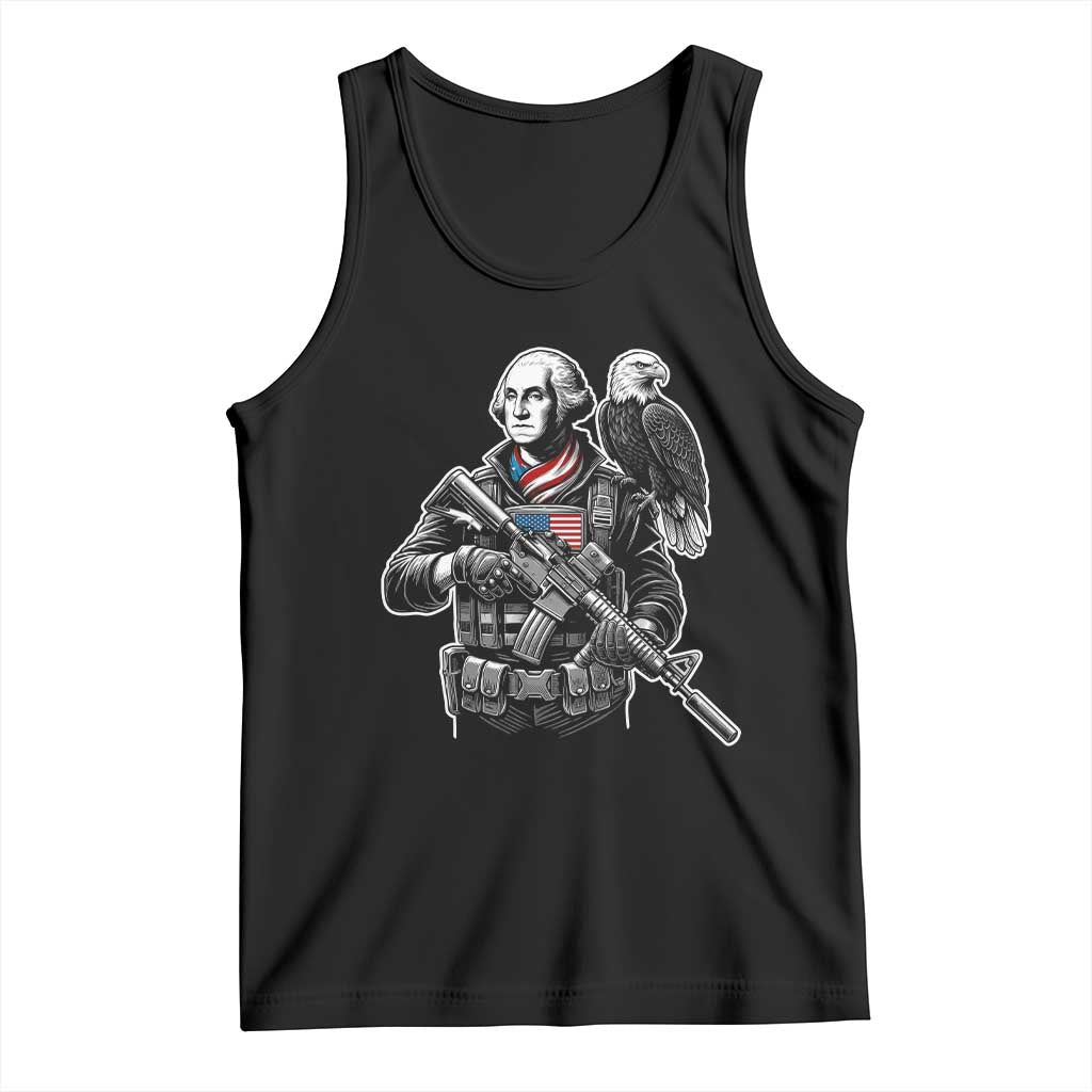 George Washington Tactical Soldier Tank Top Military Patriot Bald Eagle USA Flag Gift TS12 Black Print Your Wear