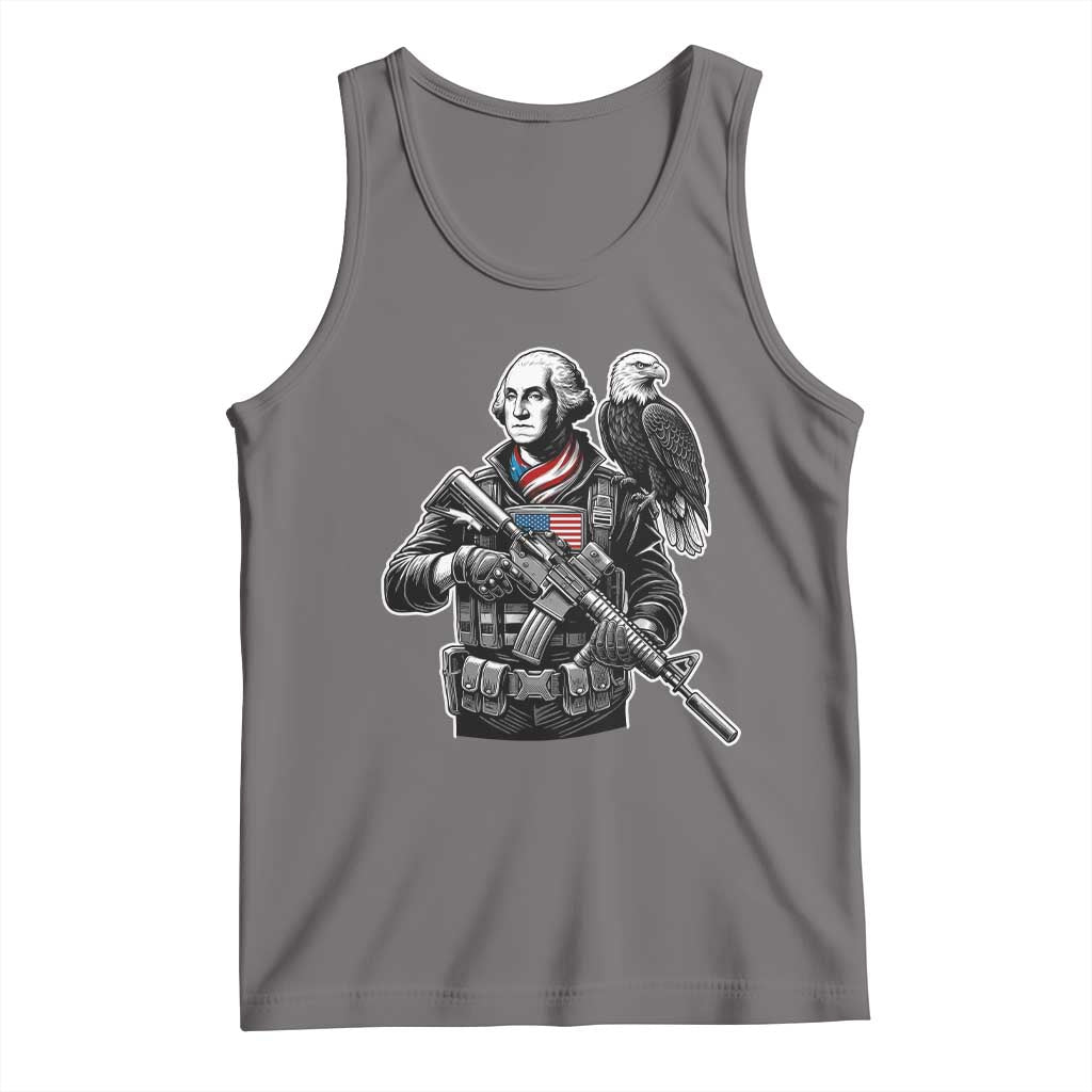 George Washington Tactical Soldier Tank Top Military Patriot Bald Eagle USA Flag Gift