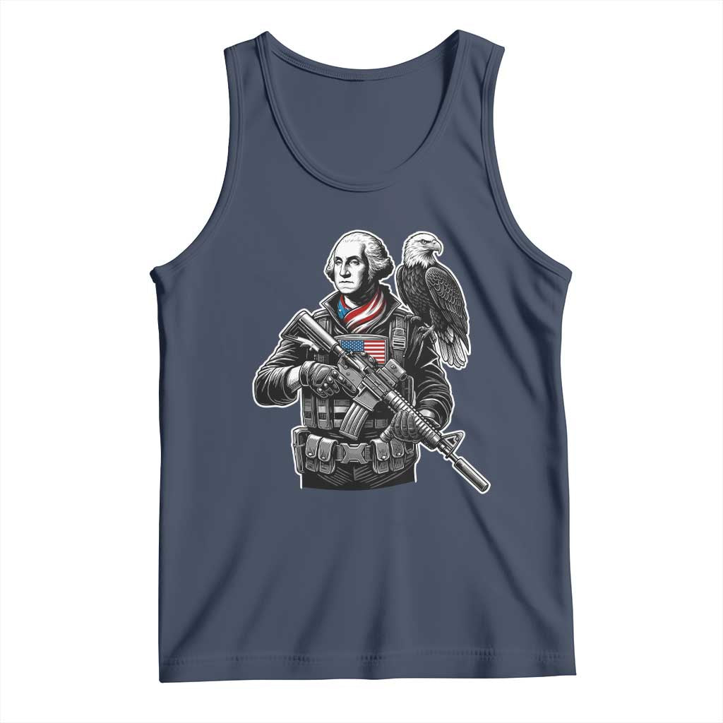George Washington Tactical Soldier Tank Top Military Patriot Bald Eagle USA Flag Gift