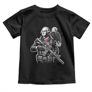 George Washington Tactical Soldier Toddler T Shirt Military Patriot Bald Eagle USA Flag Gift