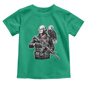 George Washington Tactical Soldier Toddler T Shirt Military Patriot Bald Eagle USA Flag Gift