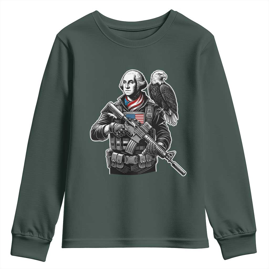 George Washington Tactical Soldier Youth Sweatshirt Military Patriot Bald Eagle USA Flag Gift