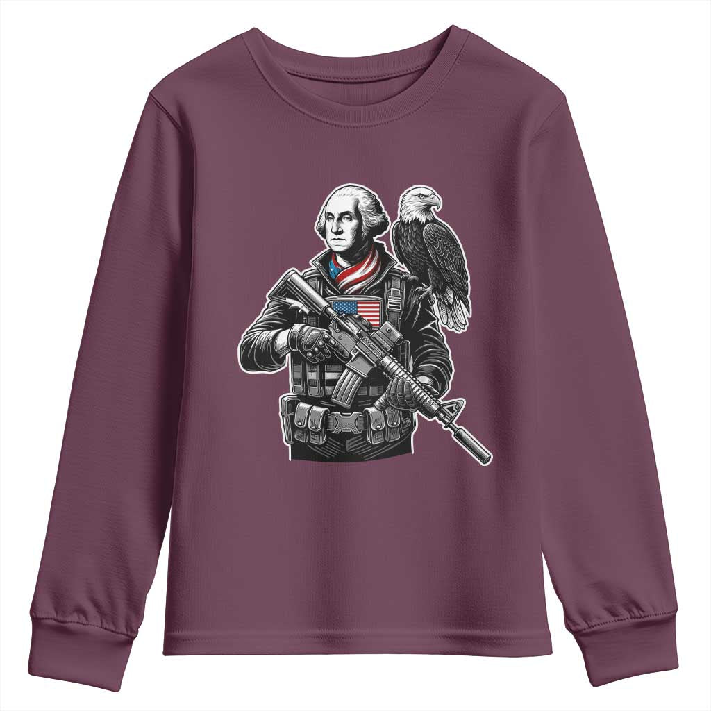 George Washington Tactical Soldier Youth Sweatshirt Military Patriot Bald Eagle USA Flag Gift