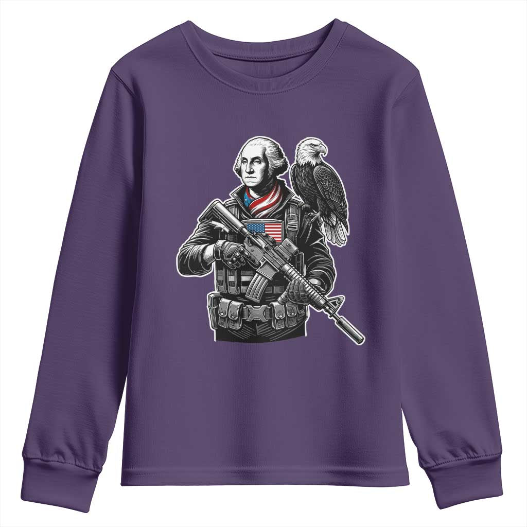 George Washington Tactical Soldier Youth Sweatshirt Military Patriot Bald Eagle USA Flag Gift