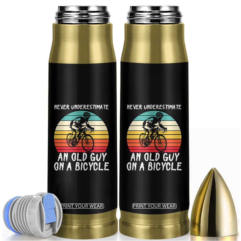 Never Underestimate An Old Guy On A Bicycle Bullet Tumbler Cycling Lover Gift