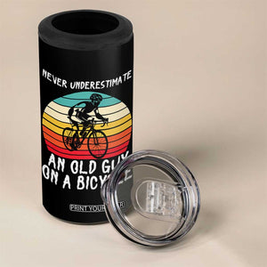 Never Underestimate An Old Guy On A Bicycle 4 in 1 Can Cooler Tumbler Cycling Lover Gift