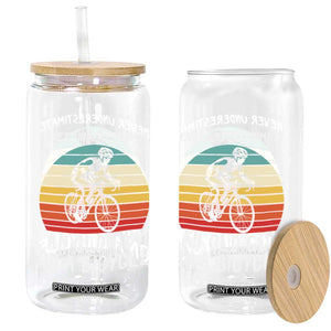 Never Underestimate An Old Guy On A Bicycle Glass Can Cycling Lover Gift