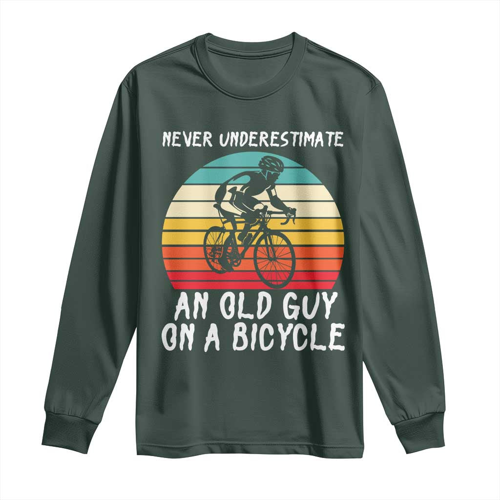 Never Underestimate An Old Guy On A Bicycle Long Sleeve Shirt Cycling Lover Gift