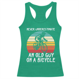 Never Underestimate An Old Guy On A Bicycle Racerback Tank Top Cycling Lover Gift