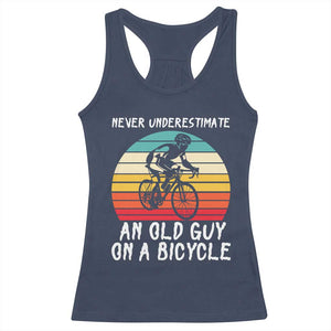 Never Underestimate An Old Guy On A Bicycle Racerback Tank Top Cycling Lover Gift