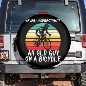 Never Underestimate An Old Guy On A Bicycle Spare Tire Cover Cycling Lover Gift