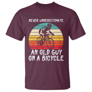 Never Underestimate An Old Guy On A Bicycle T Shirt Cycling Lover Gift
