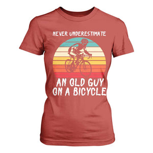 Never Underestimate An Old Guy On A Bicycle T Shirt For Women Cycling Lover Gift
