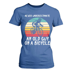 Never Underestimate An Old Guy On A Bicycle T Shirt For Women Cycling Lover Gift