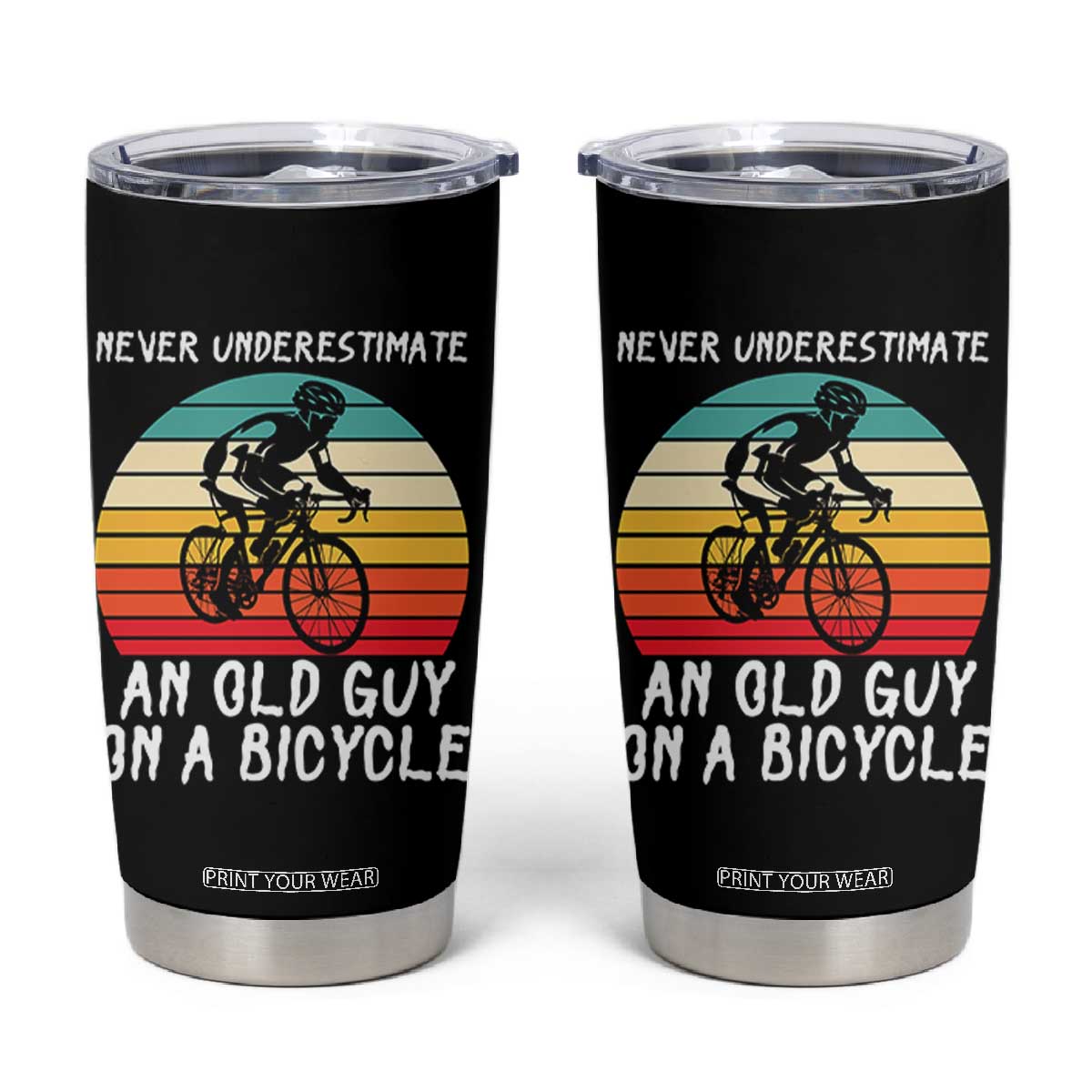 Never Underestimate An Old Guy On A Bicycle Tumbler Cup Cycling Lover Gift