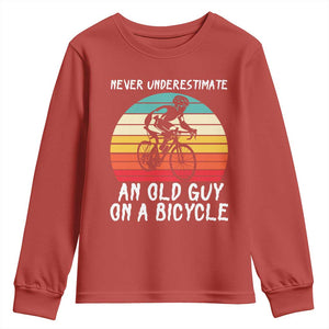 Never Underestimate An Old Guy On A Bicycle Youth Sweatshirt Cycling Lover Gift