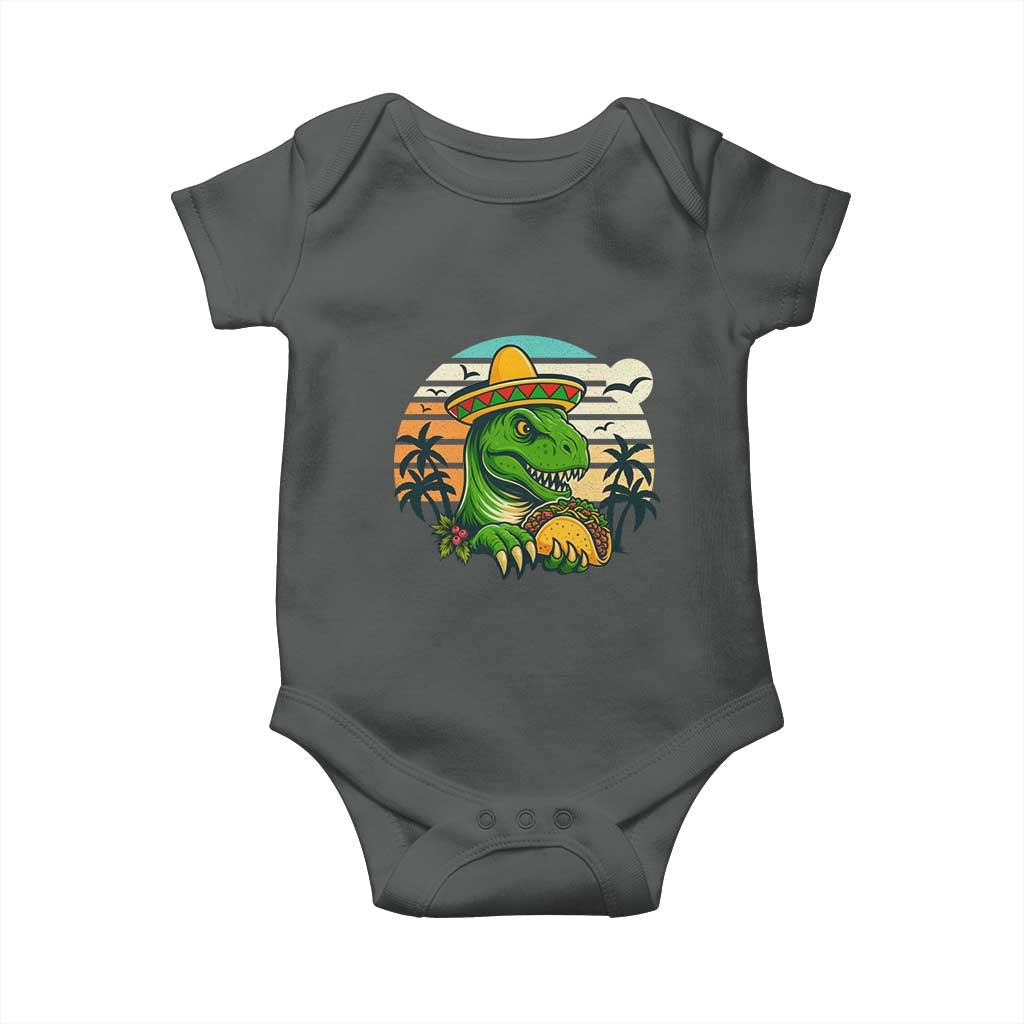 Funny Tacos Dinosaur Baby Onesie Mexican Food Lover Gift TS12 Dark Heather Print Your Wear