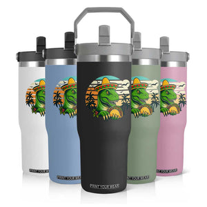 Funny Tacos Dinosaur Flip Straw Tumbler Mexican Food Lover Gift TS12 Print Your Wear