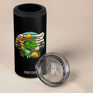 Funny Tacos Dinosaur 4 in 1 Can Cooler Tumbler Mexican Food Lover Gift TS12 Print Your Wear