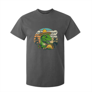 Funny Tacos Dinosaur T Shirt For Kid Mexican Food Lover Gift TS12 Dark Heather Print Your Wear