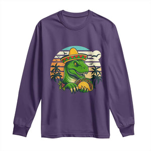 Funny Tacos Dinosaur Long Sleeve Shirt Mexican Food Lover Gift TS12 Purple Print Your Wear