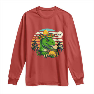 Funny Tacos Dinosaur Long Sleeve Shirt Mexican Food Lover Gift TS12 Red Print Your Wear