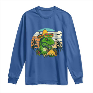 Funny Tacos Dinosaur Long Sleeve Shirt Mexican Food Lover Gift TS12 Royal Blue Print Your Wear
