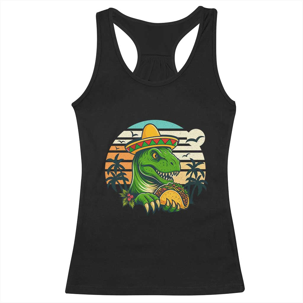 Funny Tacos Dinosaur Racerback Tank Top Mexican Food Lover Gift TS12 Black Print Your Wear