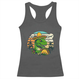 Funny Tacos Dinosaur Racerback Tank Top Mexican Food Lover Gift TS12 Dark Heather Print Your Wear