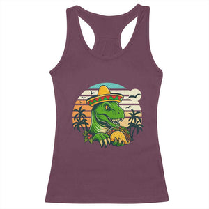 Funny Tacos Dinosaur Racerback Tank Top Mexican Food Lover Gift TS12 Maroon Print Your Wear