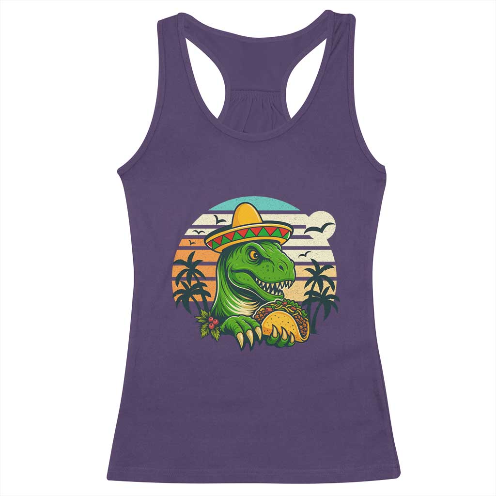 Funny Tacos Dinosaur Racerback Tank Top Mexican Food Lover Gift TS12 Purple Print Your Wear