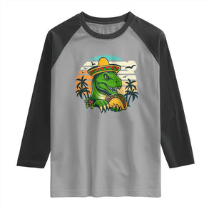 Funny Tacos Dinosaur Raglan Shirt Mexican Food Lover Gift TS12 Sport Gray Black Print Your Wear