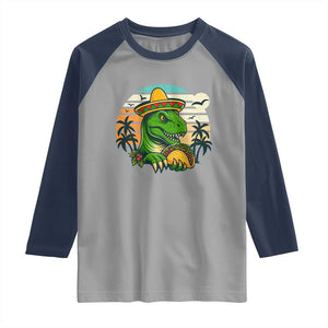 Funny Tacos Dinosaur Raglan Shirt Mexican Food Lover Gift TS12 Sport Gray Navy Print Your Wear