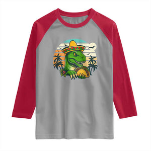 Funny Tacos Dinosaur Raglan Shirt Mexican Food Lover Gift TS12 Sport Gray Red Print Your Wear