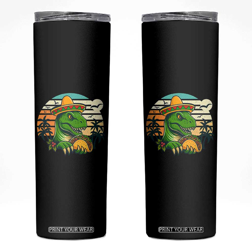 Funny Tacos Dinosaur Skinny Tumbler Mexican Food Lover Gift TS12 Black Print Your Wear