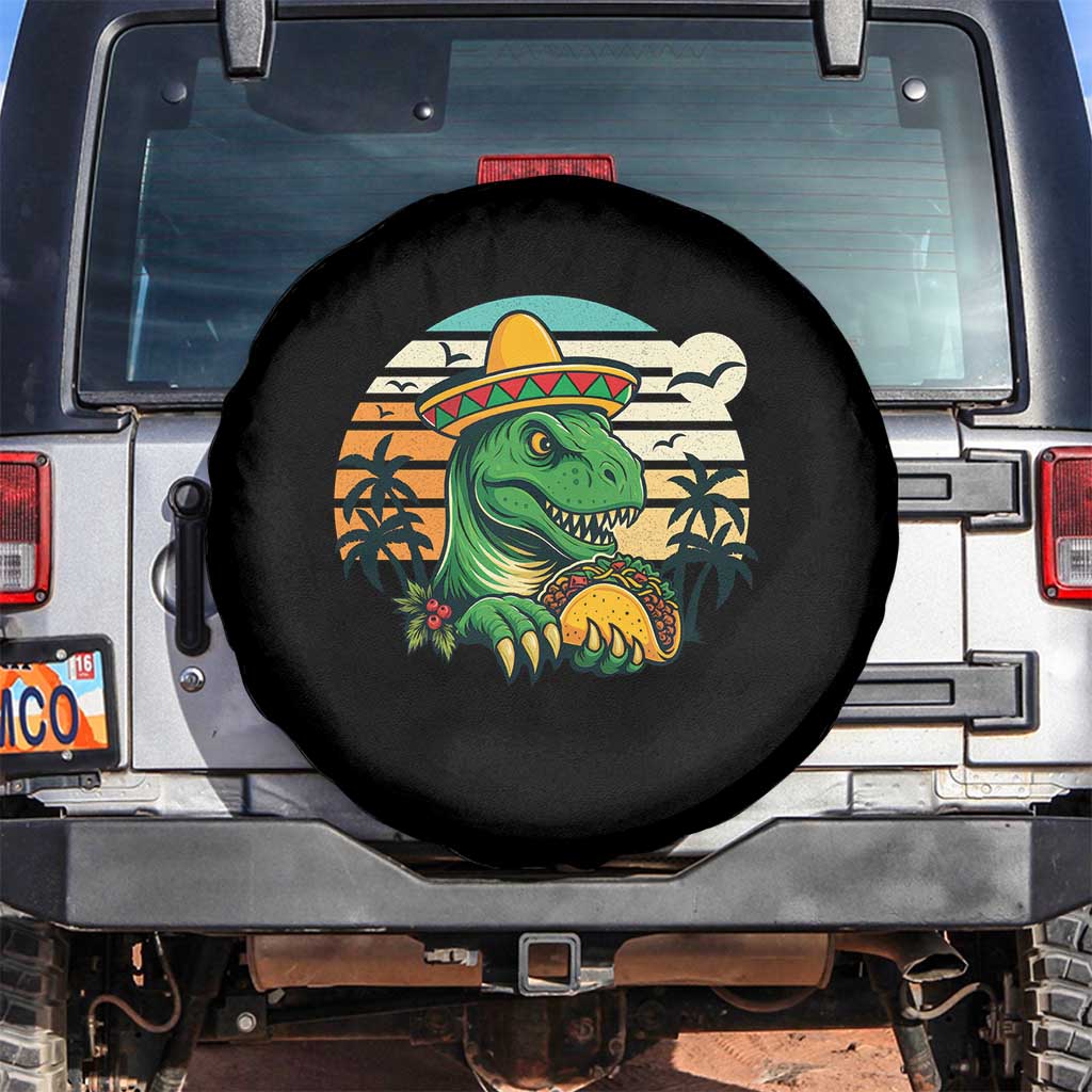 Funny Tacos Dinosaur Spare Tire Cover Mexican Food Lover Gift TS12 No hole Black Print Your Wear