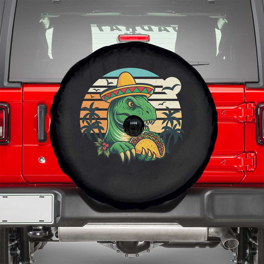 Funny Tacos Dinosaur Spare Tire Cover Mexican Food Lover Gift TS12 Black Print Your Wear
