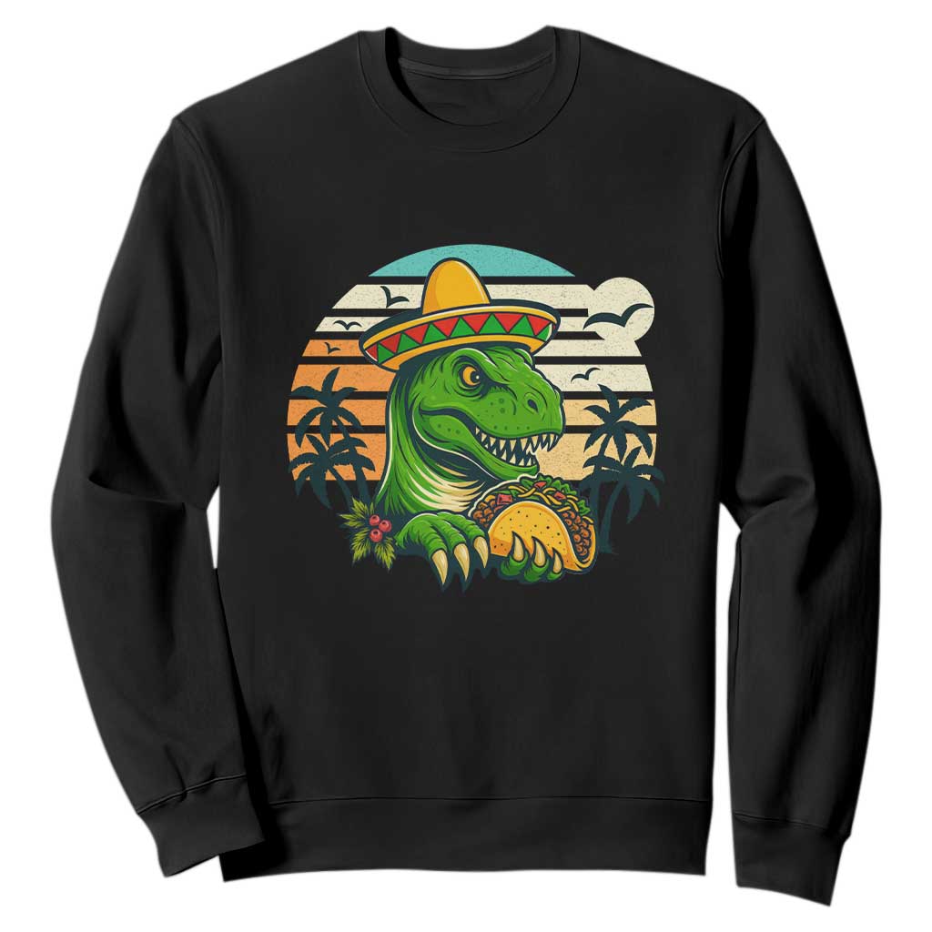 Funny Tacos Dinosaur Sweatshirt Mexican Food Lover Gift TS12 Black Print Your Wear