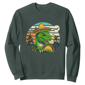Funny Tacos Dinosaur Sweatshirt Mexican Food Lover Gift TS12 Dark Forest Green Print Your Wear