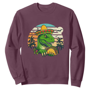 Funny Tacos Dinosaur Sweatshirt Mexican Food Lover Gift TS12 Maroon Print Your Wear