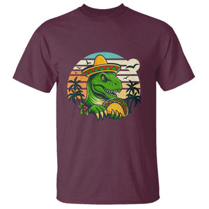 Funny Tacos Dinosaur T Shirt Mexican Food Lover Gift TS12 Maroon Print Your Wear