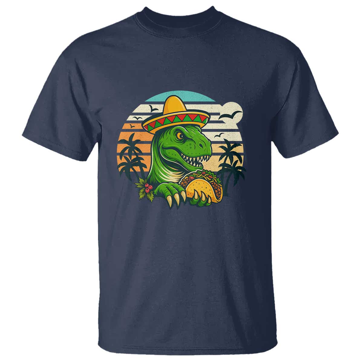 Funny Tacos Dinosaur T Shirt Mexican Food Lover Gift TS12 Navy Print Your Wear